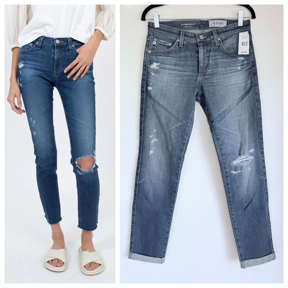 NEW AG Jeans The Prima Roll Up Cigarette Roll Up in 9 Year Atlas Distressed 27